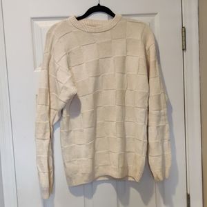Roundtree&Yorke S 100% Cotton Cream Square Sweater
